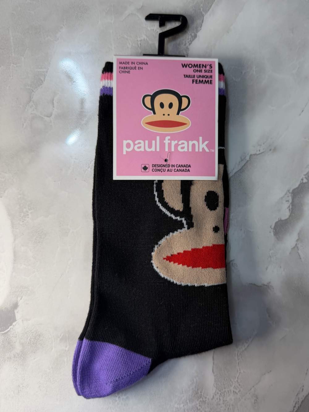 FREE✨ Paul Frank Women's Black Novelty Socks with Purple Accent Y2K Earrings